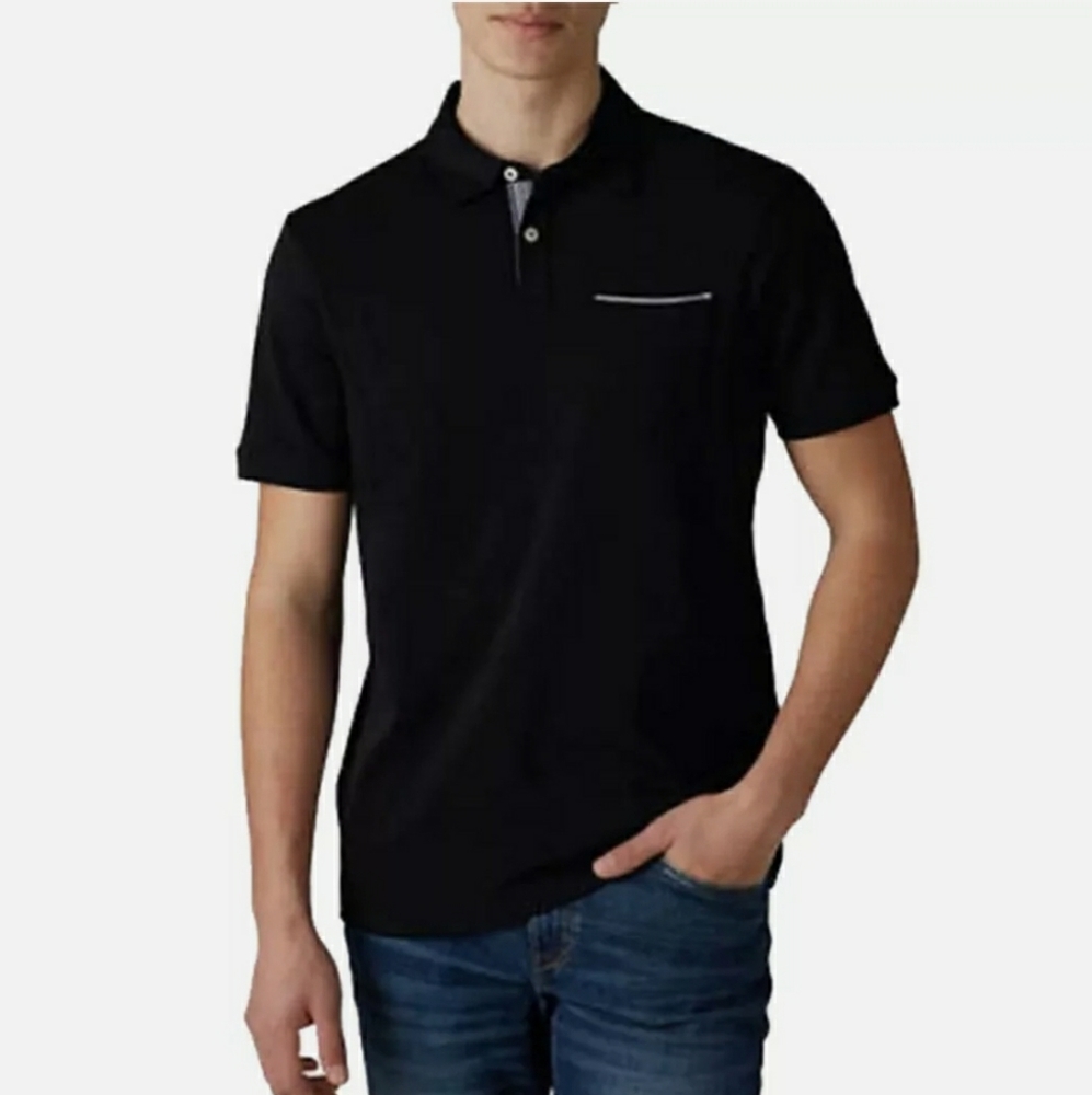 New Tahari Mens Black Soft Interlock Cotton Polo Casual